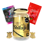 Combo Shilajit Gold Gummies Viking + Gel Íntimo Cereza – Energía, Libido y Placer